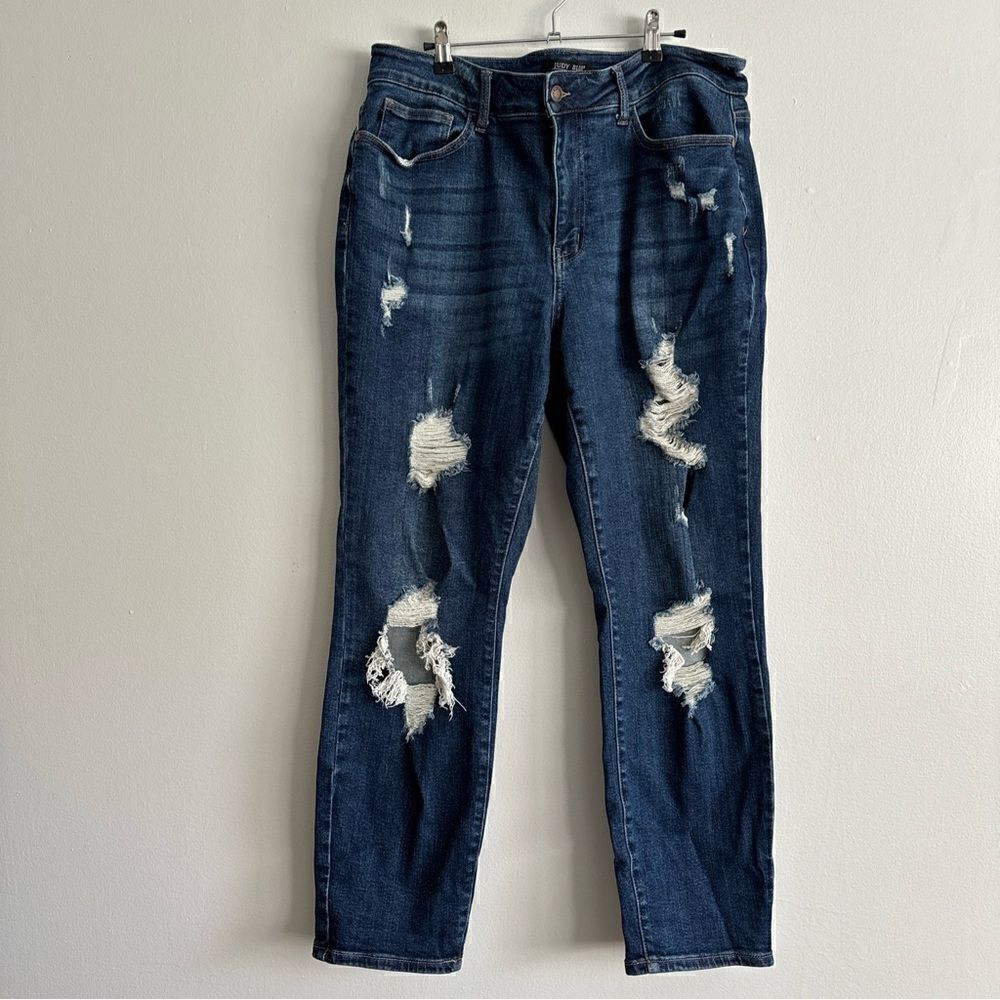 Judy Blue Jeans Women’s 16W Distressed Skinny Medium Wash Ripped Casual